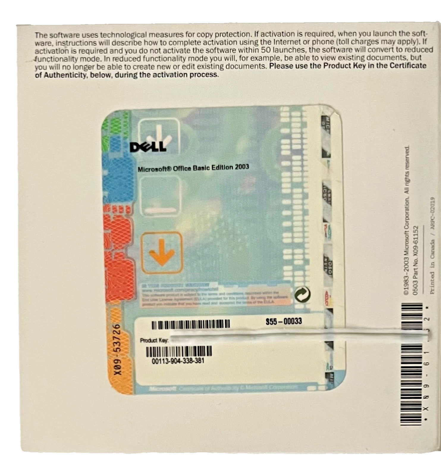 Microsoft Office Basic Edition 2003 Windows CD + Product Key Code Serial Number❤