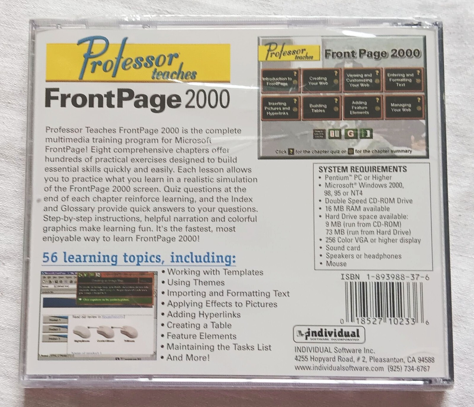 LOT of 4 Professor Teaches Microsoft FrontPage Outlook (SEALED), Excel Word 2000