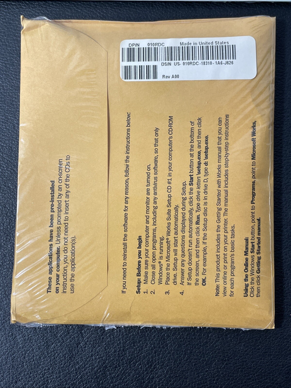Microsoft Works Suite 2001 New Sealed 6 CDs And DELL Windows XP Home Edition