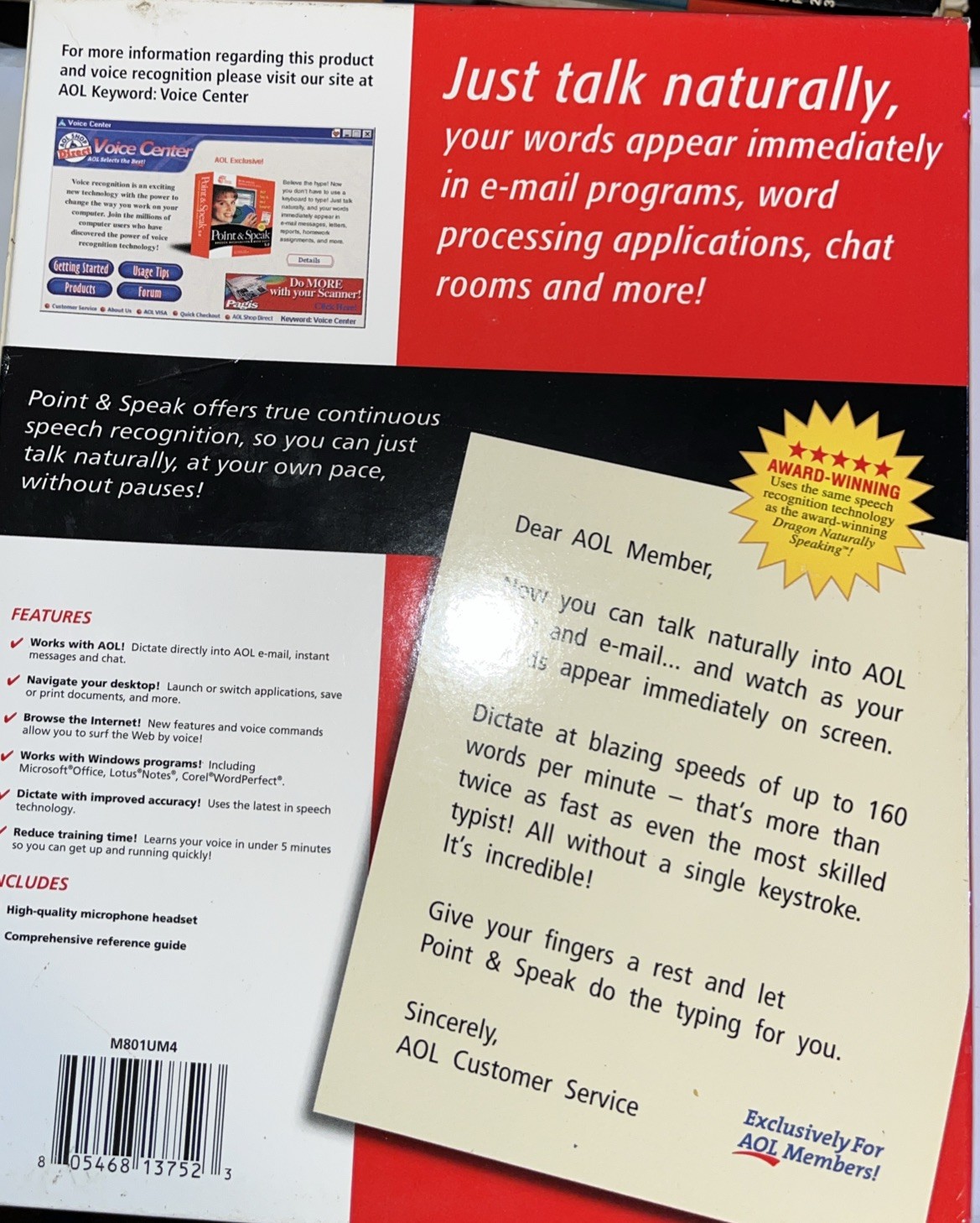 Dragon Systems POINT & SPEAK True Continuous Speech Recognition, Windows, NEW. X