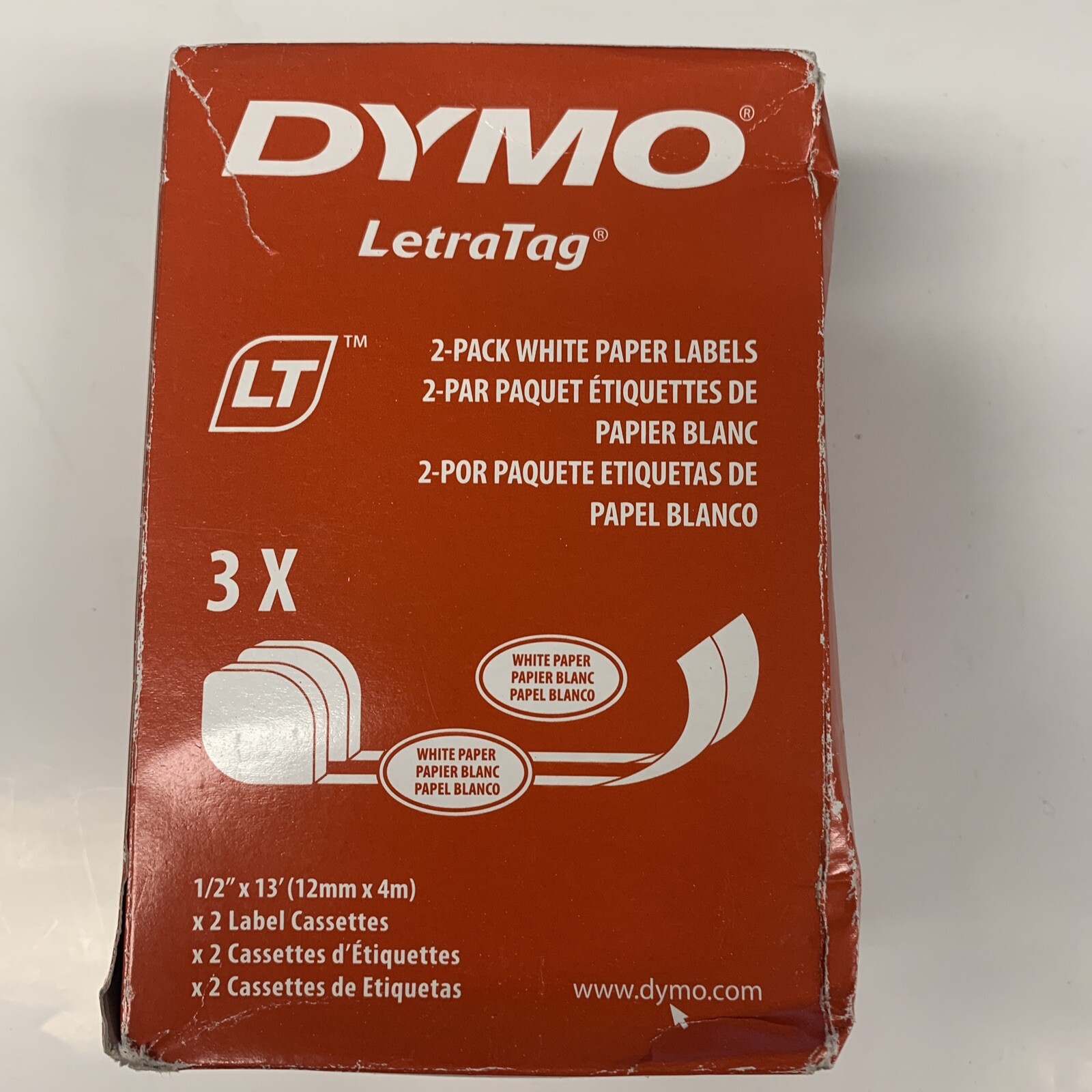 Dymo 10697 Self-Adhesive White Paper Labeling Tape for LetraTag (LT) Label