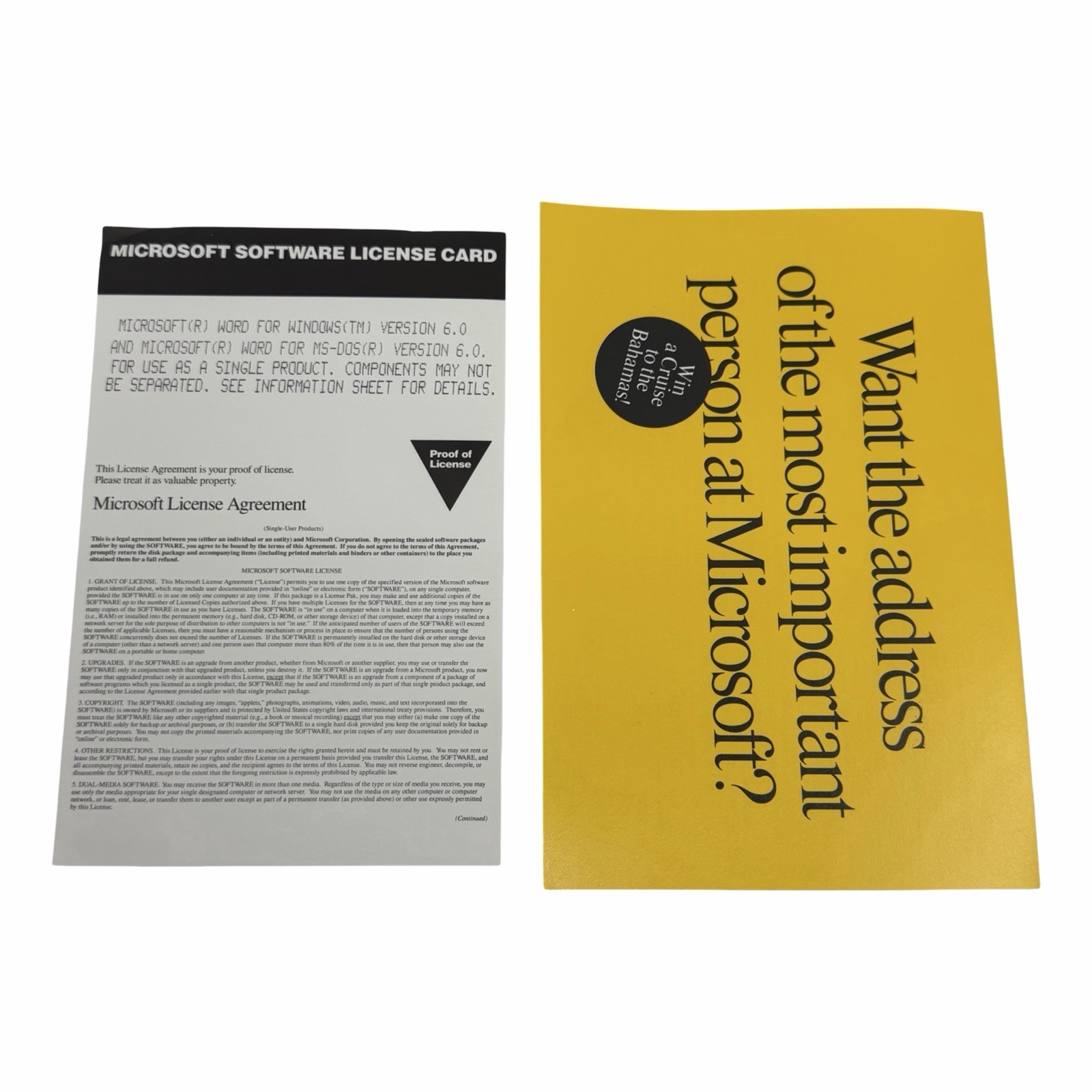 Microsoft Word Version 6.0 Special Upgrade Edition for Windows 3.5” High Density