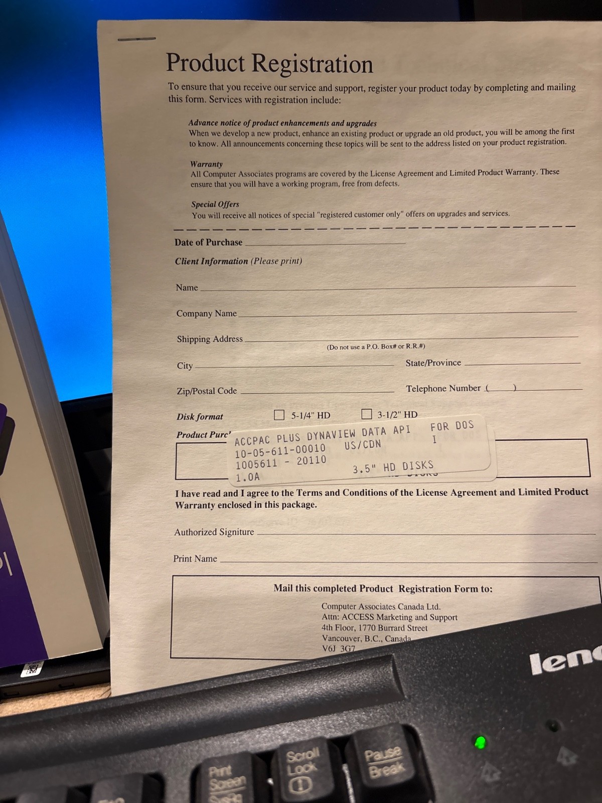 BRAND NEW ACCPAC PLUS Accounting for DOS Dynaview Data API.