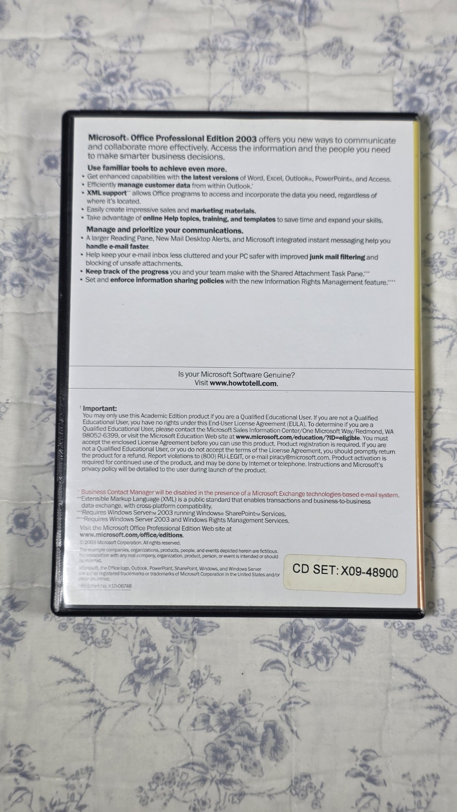 Microsoft Office Professional 2003 Academic Edition with Key – 2 Discs