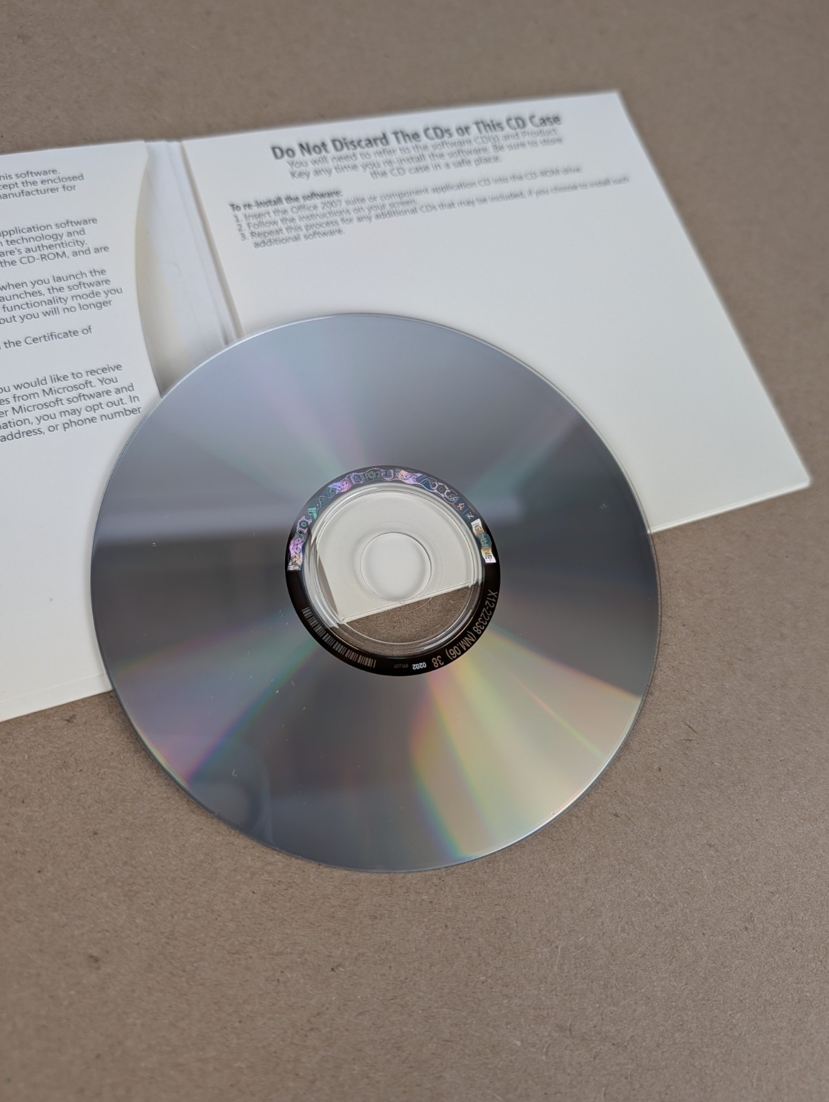 Microsoft Office Basic Edition 2007 New Open Pack Unused Code