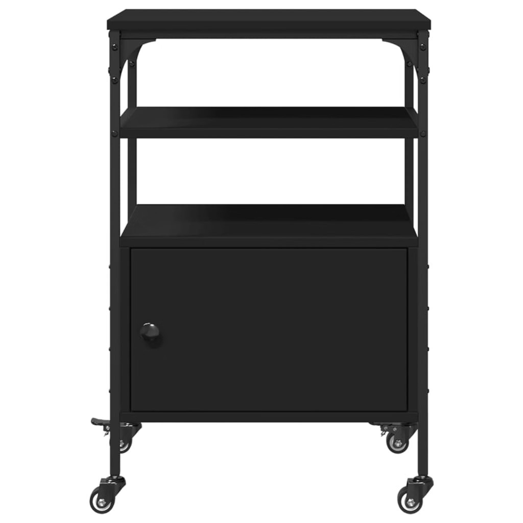 Printer Stand 3-Tier Black 19.7″x15.7″x29.9″ Engineered Wood