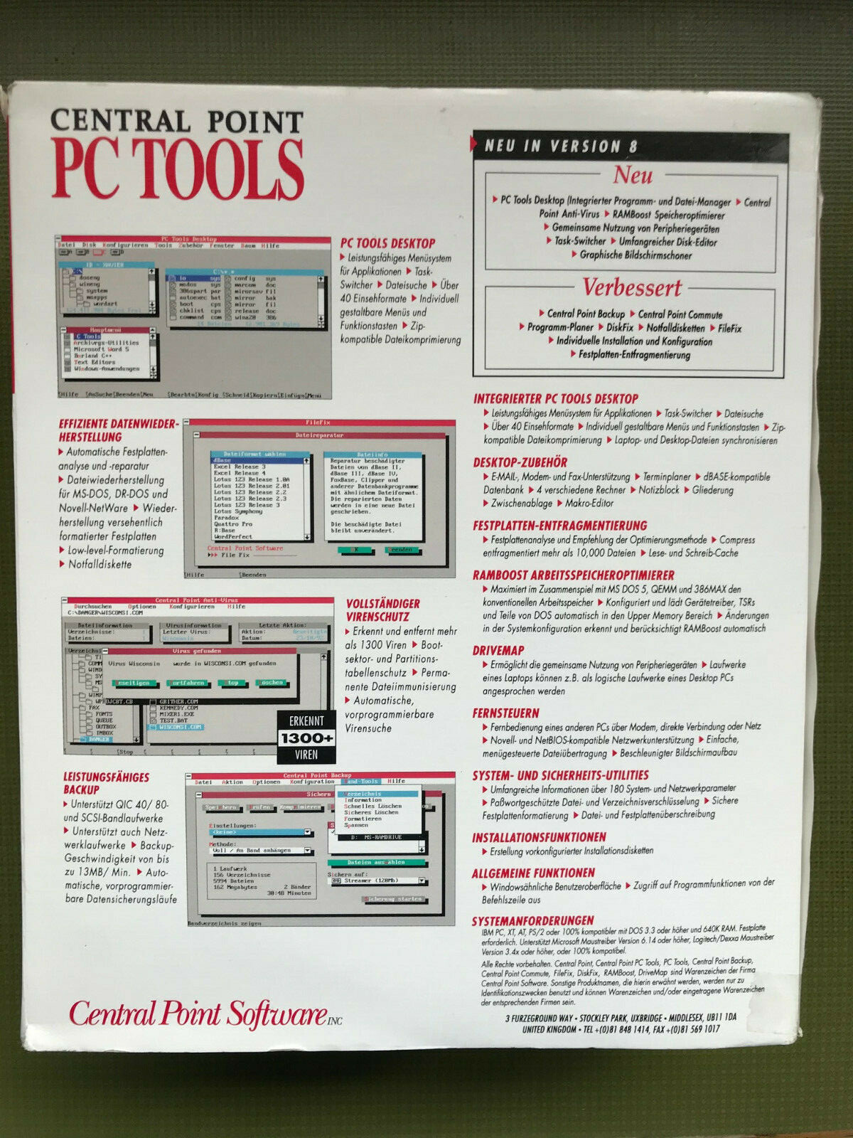 PC TOOLS for DOS – Version 8 – A Central Poit Software with Manuals