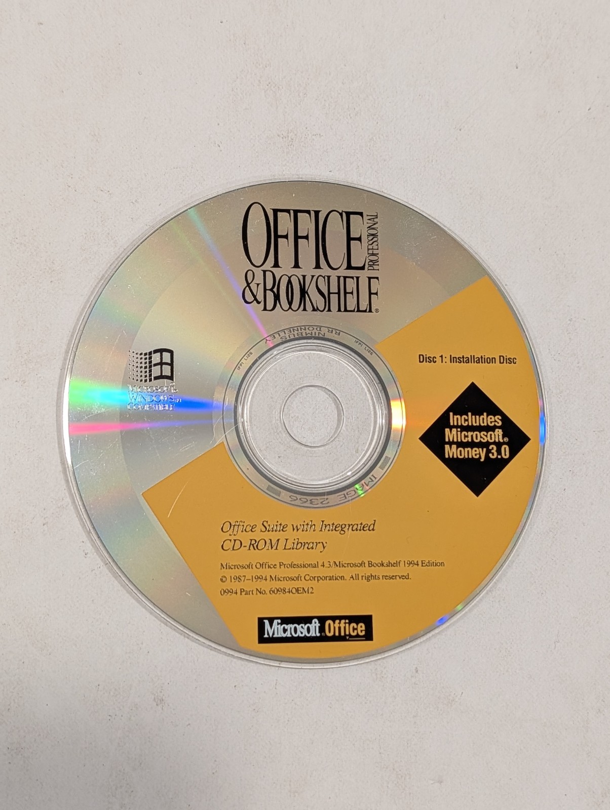 Vintage Microsoft Office Professional & Bookshelf Software CDs | 1994 Discs Only