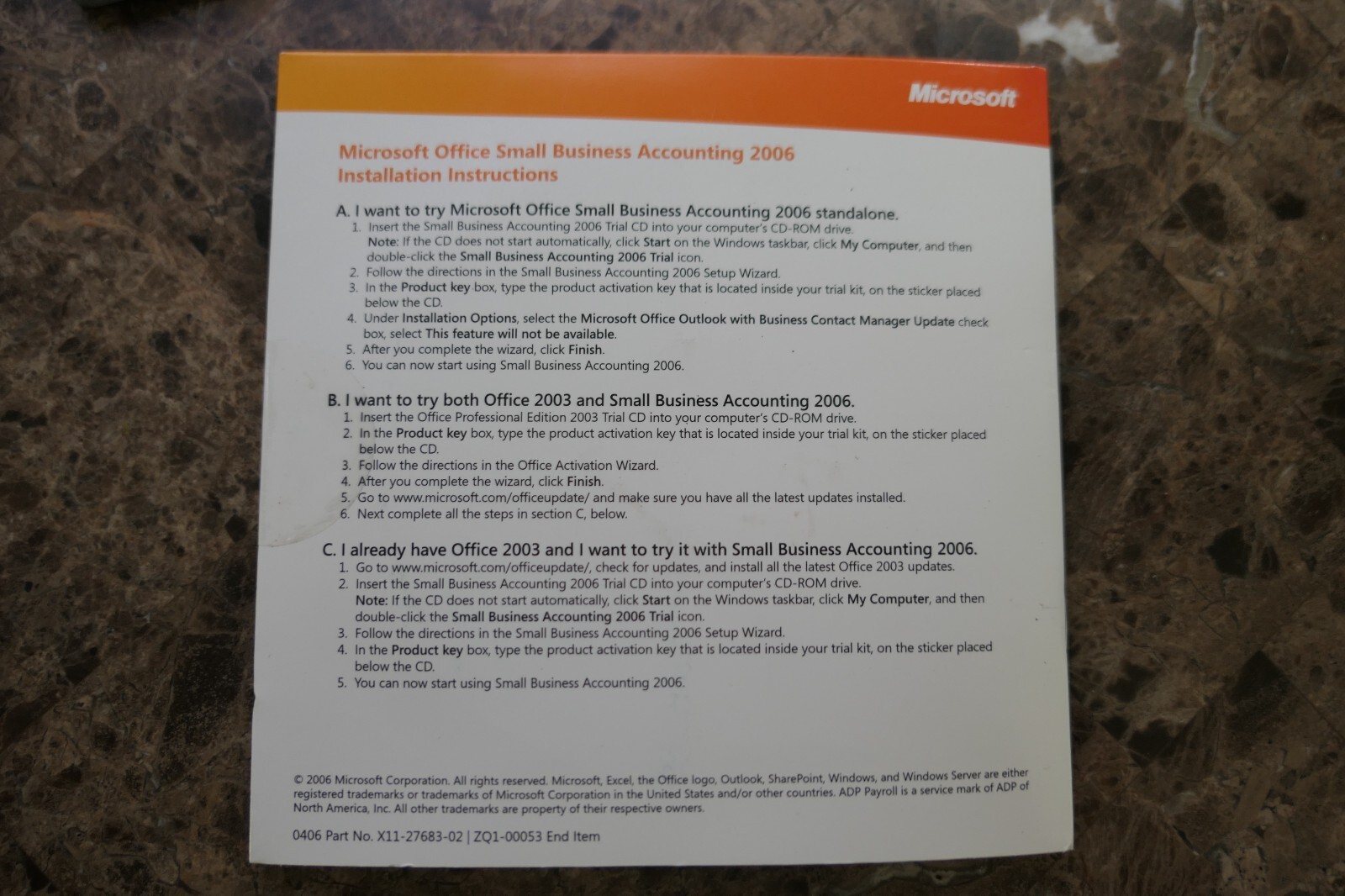 Microsoft Office Small Business Accounting 2006 Trial Kit NEW SEALED