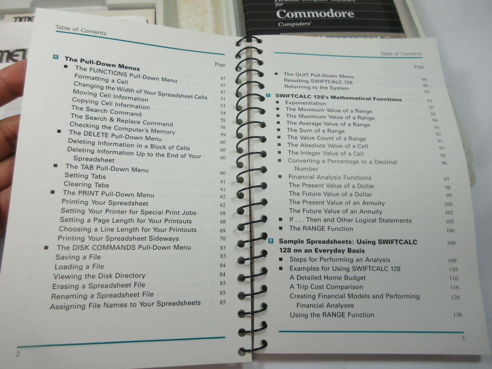 vintage 1983 Timeworks swift Calc 128 software Commodore 128 manual and box