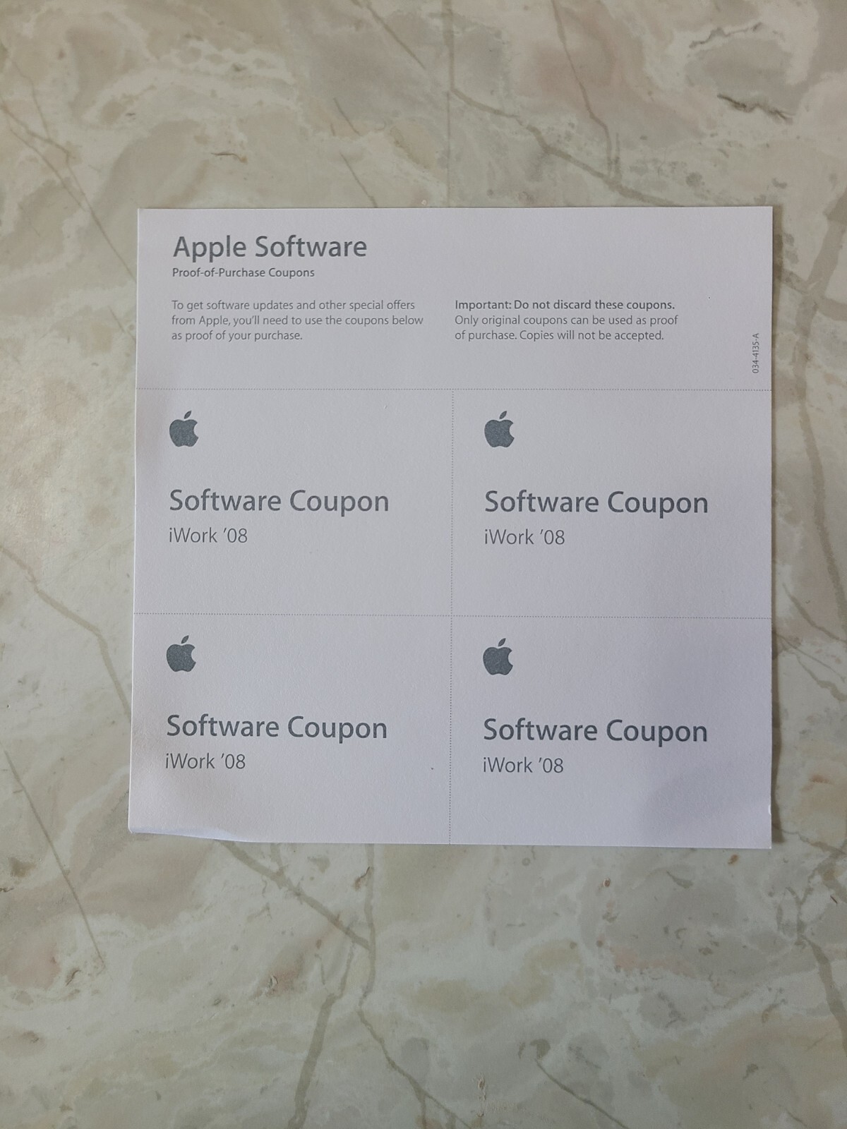 Apple iWork ’08 Retail Macintosh Software MB624Z/A W/ Serial Number