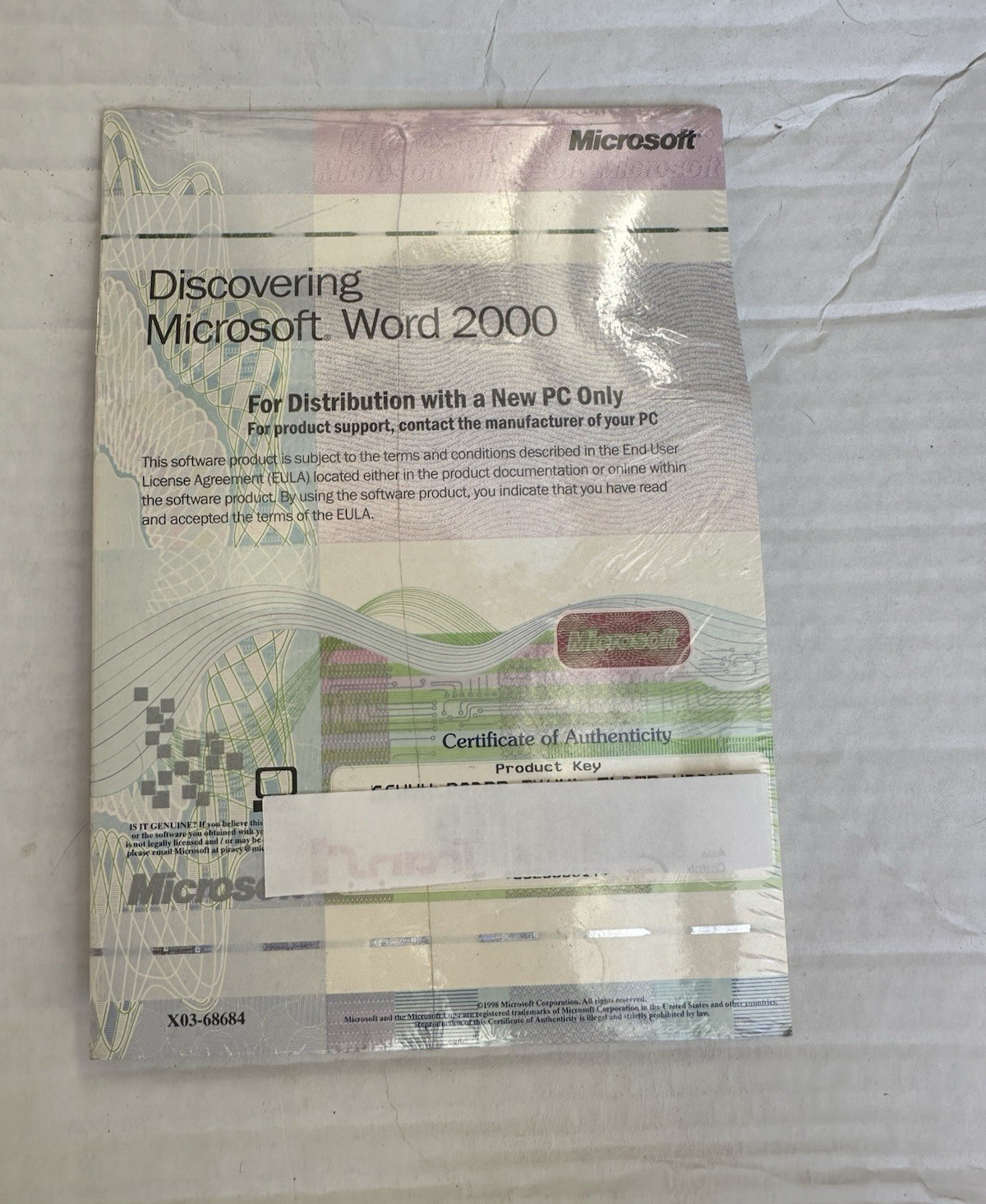 Microsoft Word 2000 Software BOOK X03-68684 Key & COA & DVD