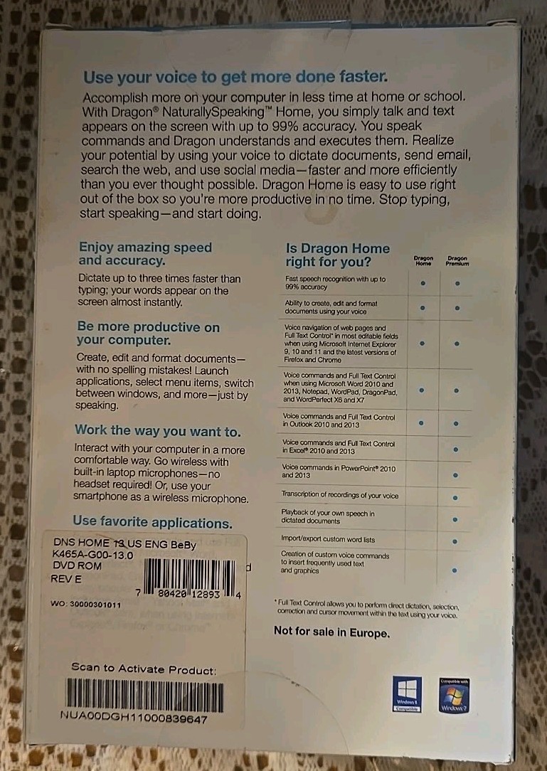 Nuance Dragon Naturally Speaking Home Speech – Just The Headphones