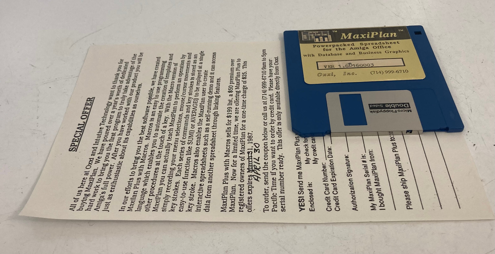 Amiga Maxiplan Program Vintage Software Maxisoft Spreadsheet Analysis