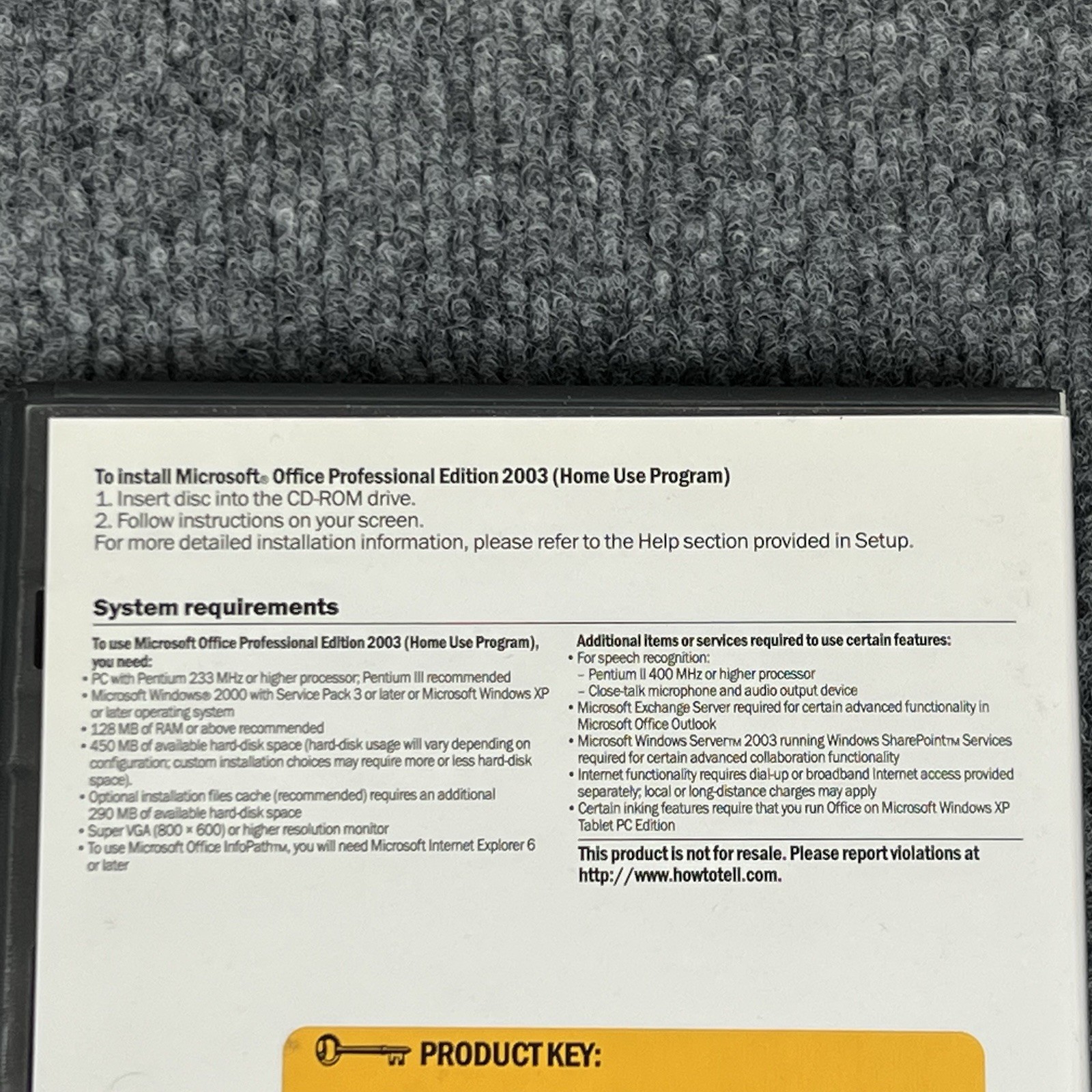 Microsoft Office Professional Edition 2003 Home Use Program W/ Product Key