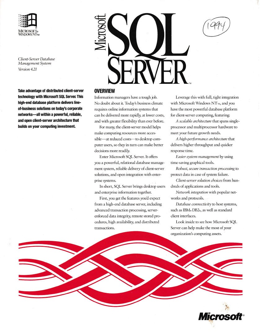 Vintage Software – Microsoft SQL Server v6.5 & v4.21 (full), v2000 EE (eval kit)