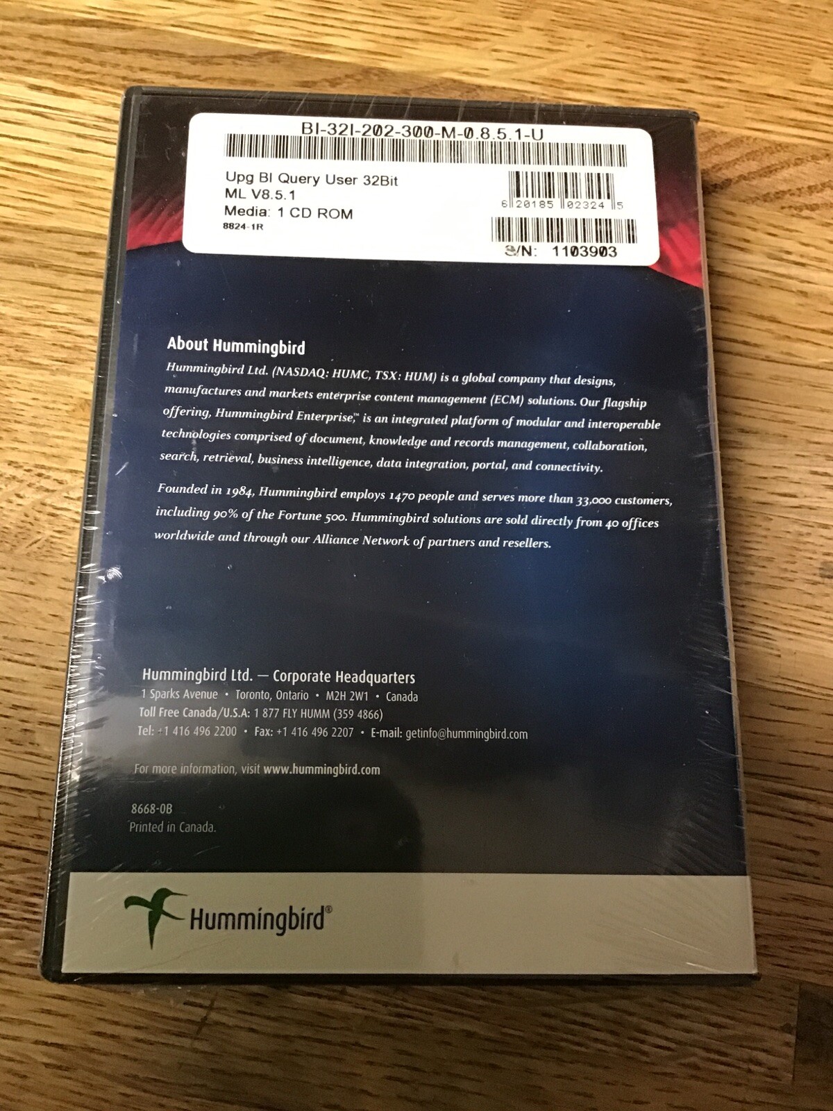 Hummingbird BI Nenc 32BIT ML V8.5.1. Upgrade Copy New Sealed