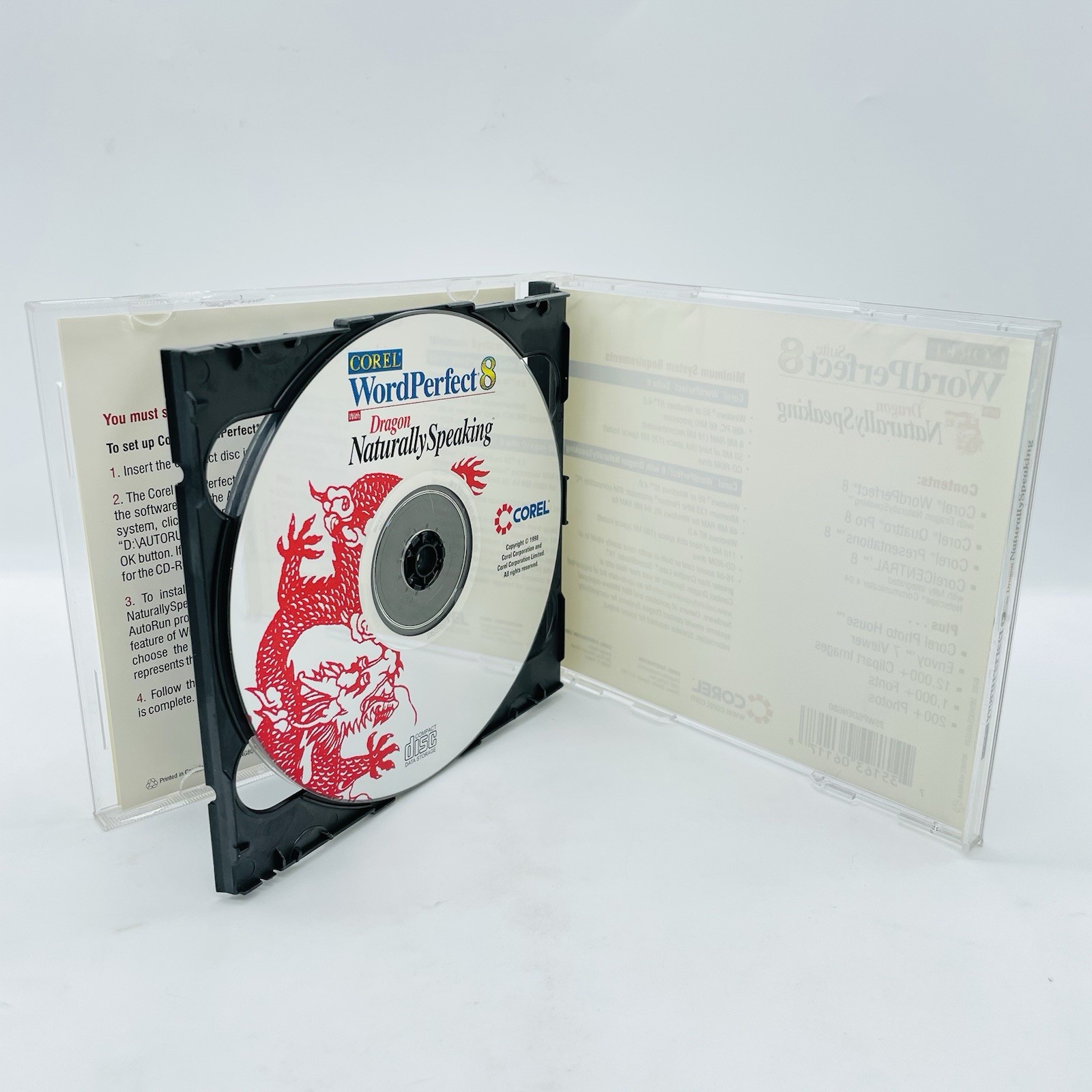 Corel Word Perfect Suite 8 w/ Dragon Naturally Speaking (Windows PC) Fast Ship