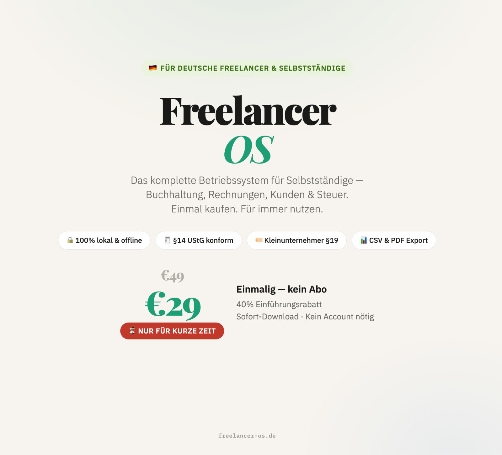 Freelancer OS Pro German | All-in-One Freelancer Tool, Accounting, Invoice
