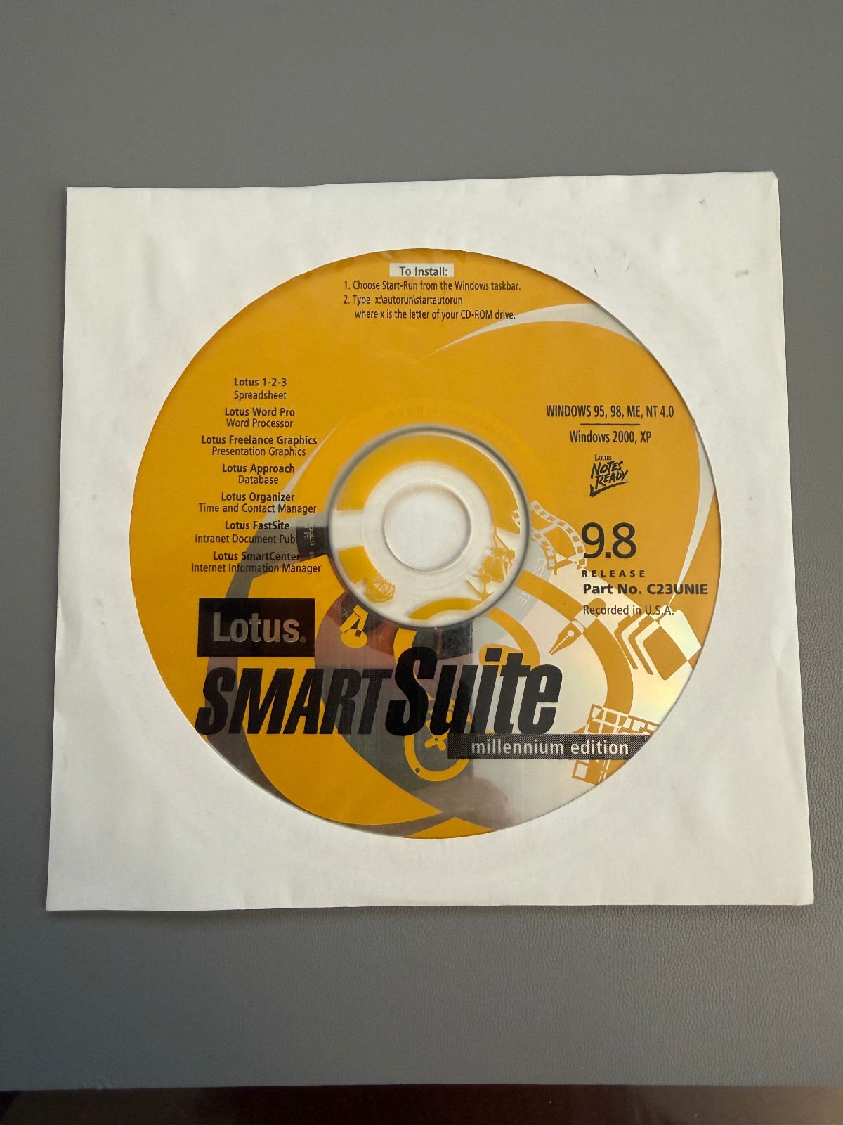 IBM LOTUS SMARTSUITE 9.8 Organizer Approach Word 1-2-3 Windows XP 7 8 10 11