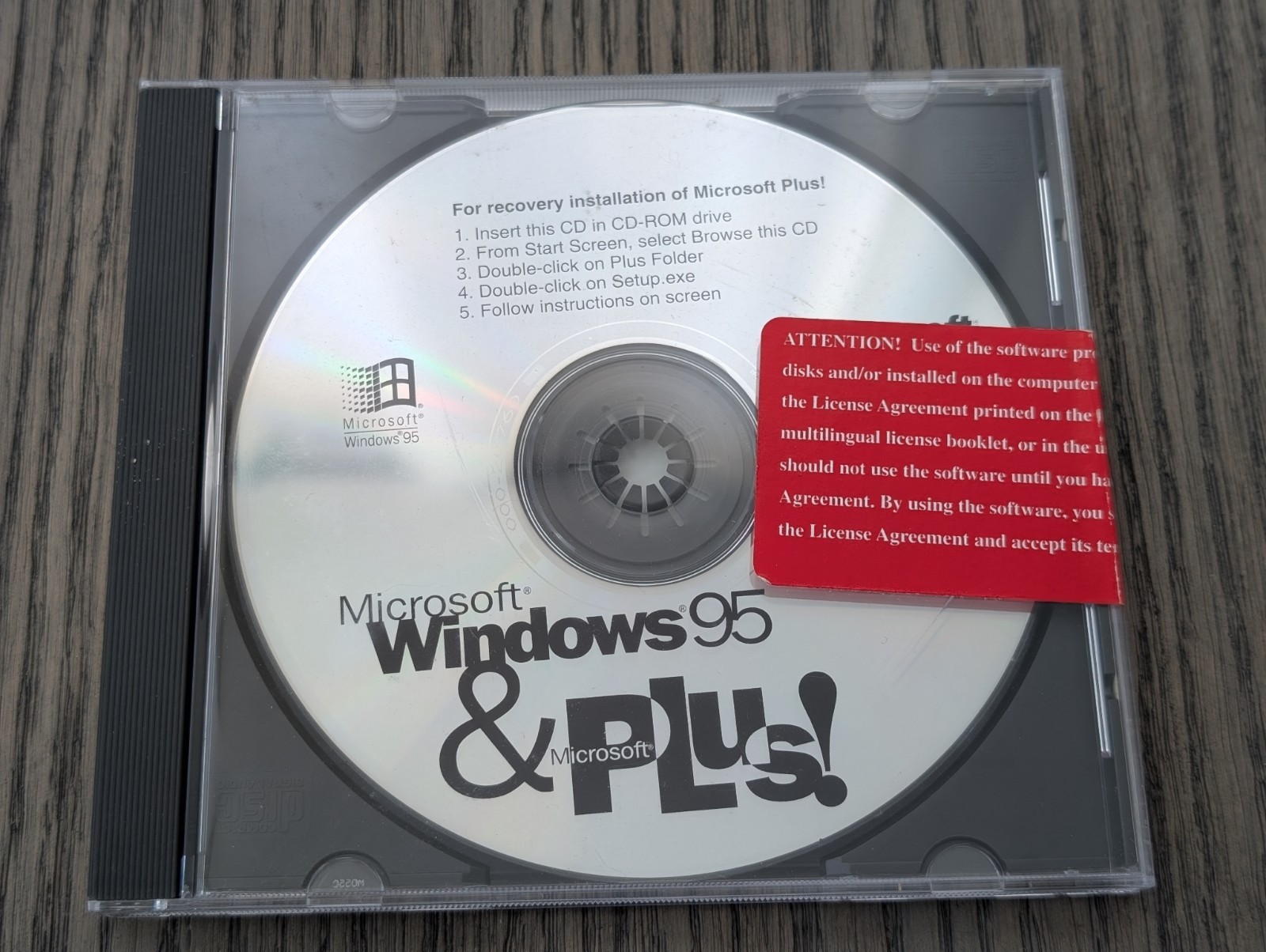Microsoft Windows 95 & Plus! OEM Recovery CD (1996) – For PC Distribution Only