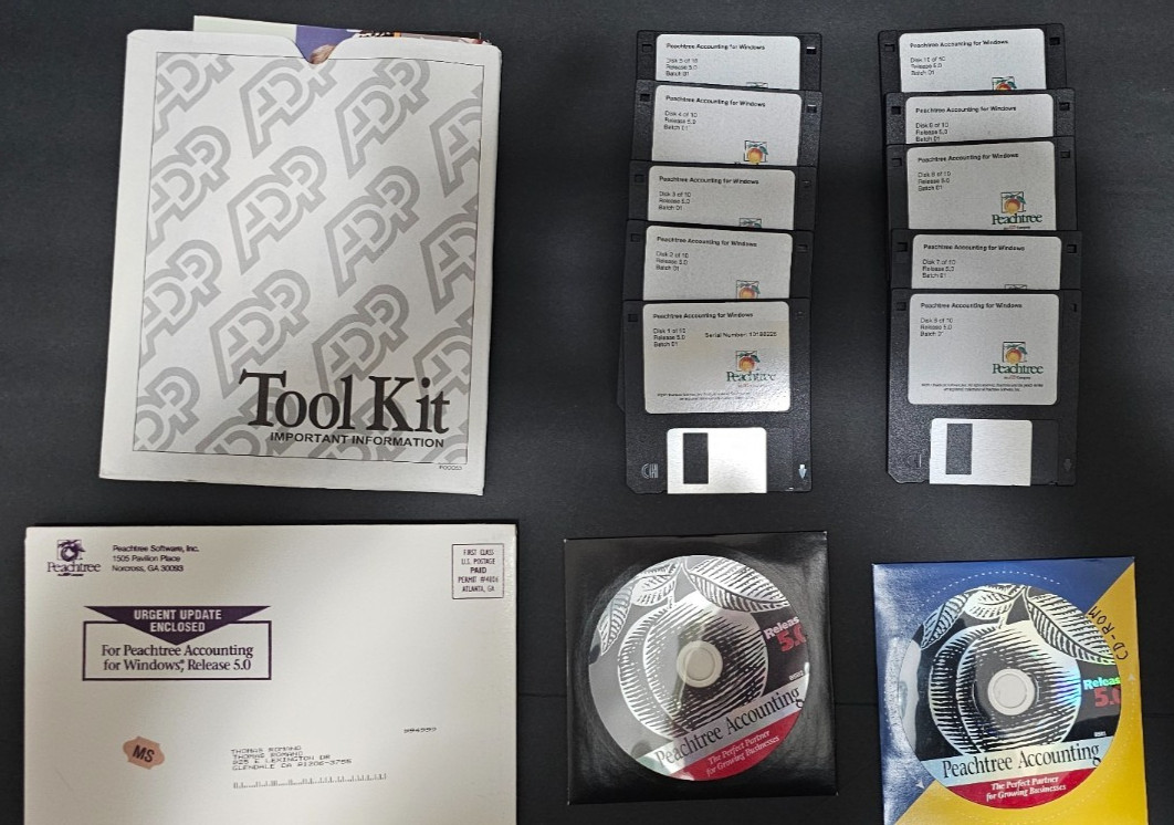Peachtree Accounting 98 Complete Big Box Windows 95 3.1 PC Software Manuals Disk