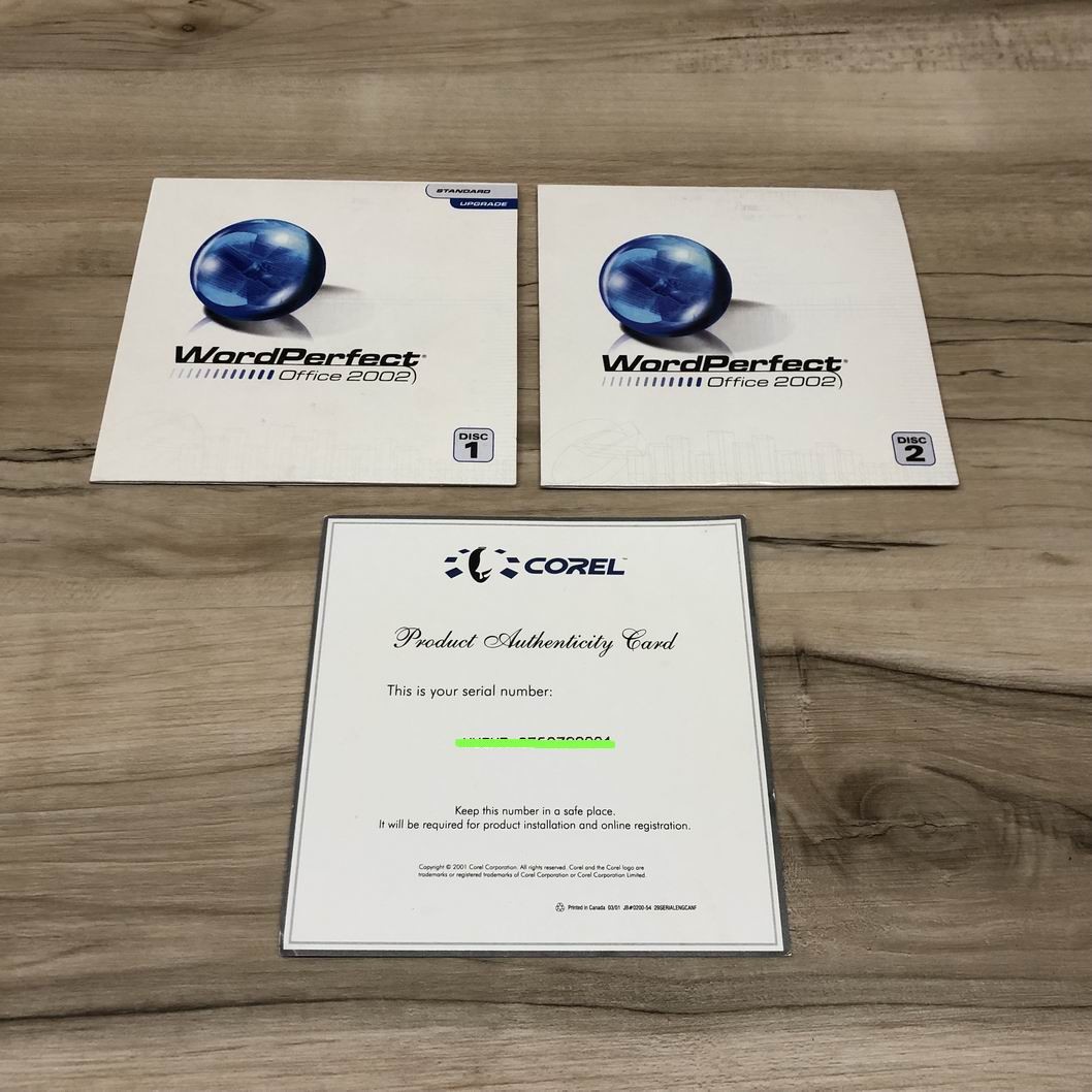 COREL WORD PERFECT OFFICE 2002 / 2 Disk Set For PC WIN 95/98/2000/XP