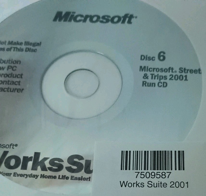 NOS Microsoft Works Suite 2001 PC Complete 6 CD Set Discs New Sealed