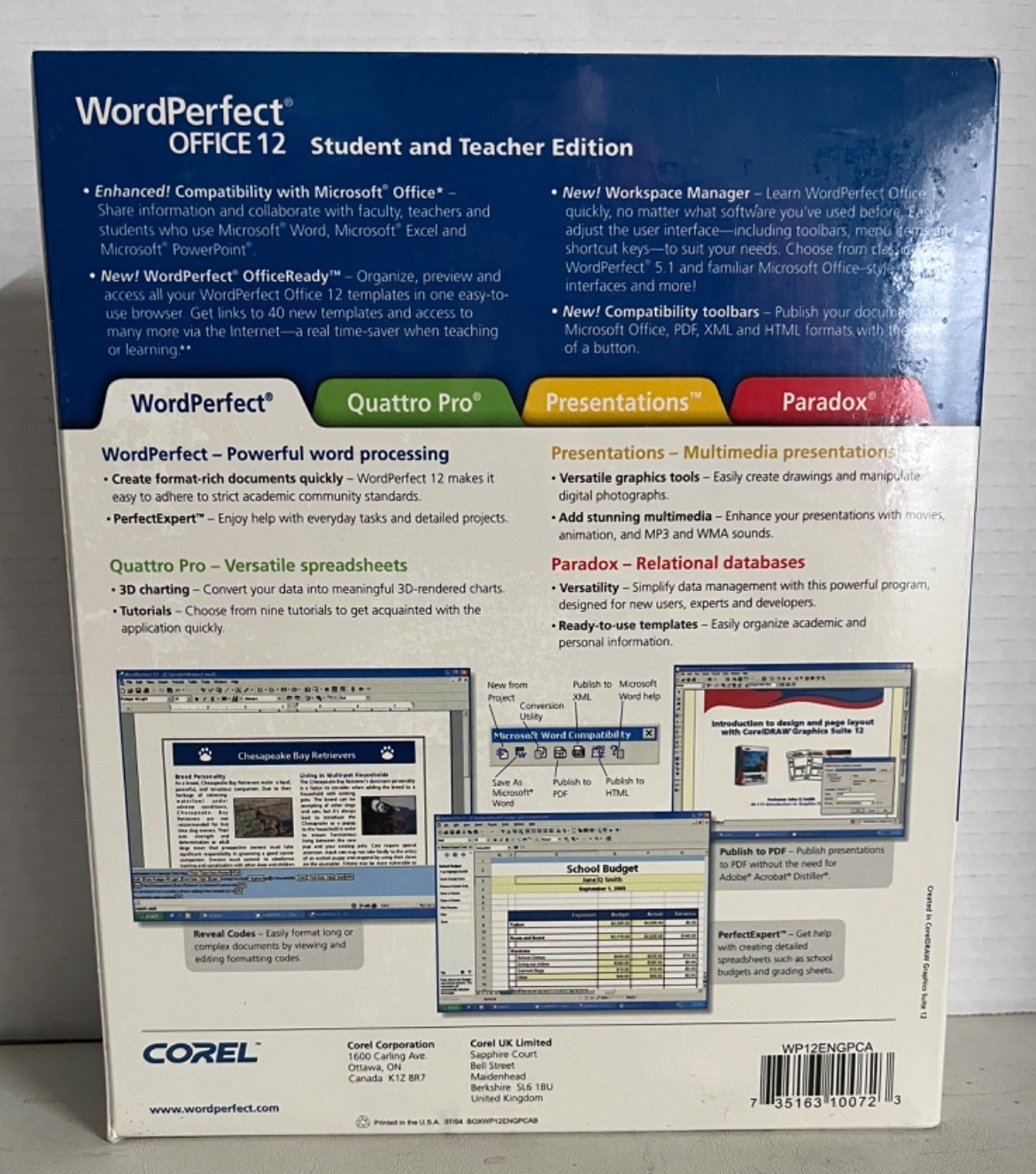 Corel Word Perfect Office 12 Student And Teacher Edition Productivity Software