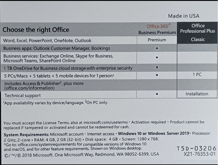 Microsoft Office Pro Plus 2019 Key Card Lifetime 1 PC Genuine Retail