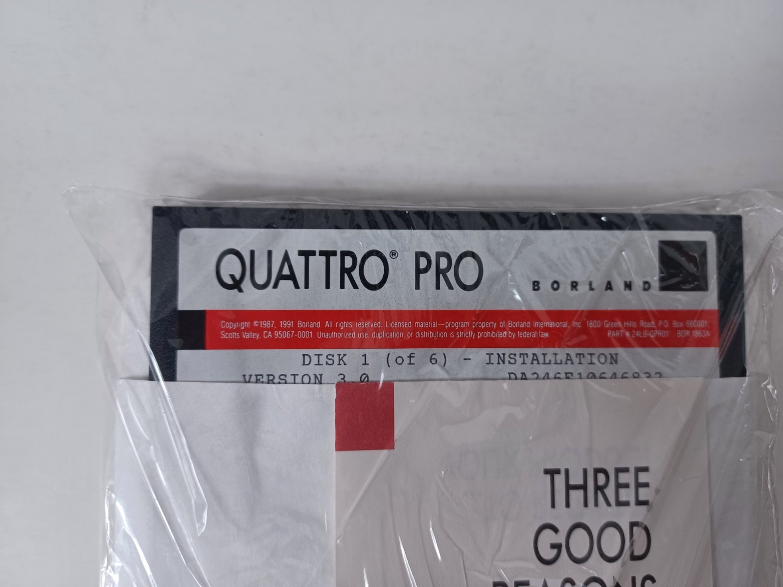 QUATTRO Pro Version 3.0 MS-DOS (6) 5.25″ Floppy Disks New Sealed Borland