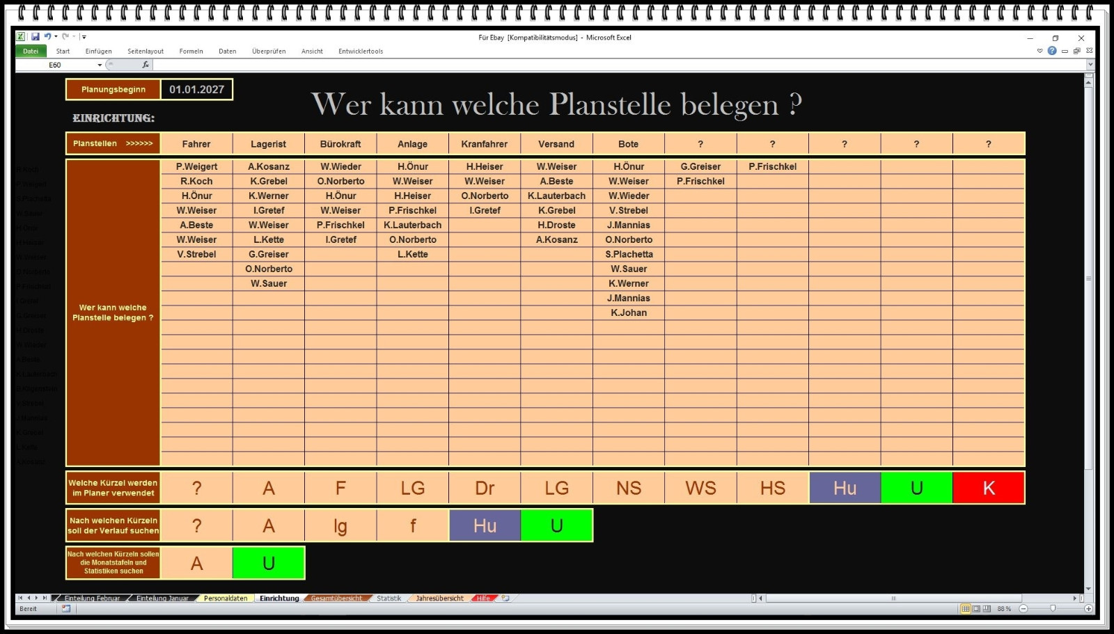 Holiday Planner 2026 2027 etc Holiday Planning Roster Shift Schedule Deployment Schedule