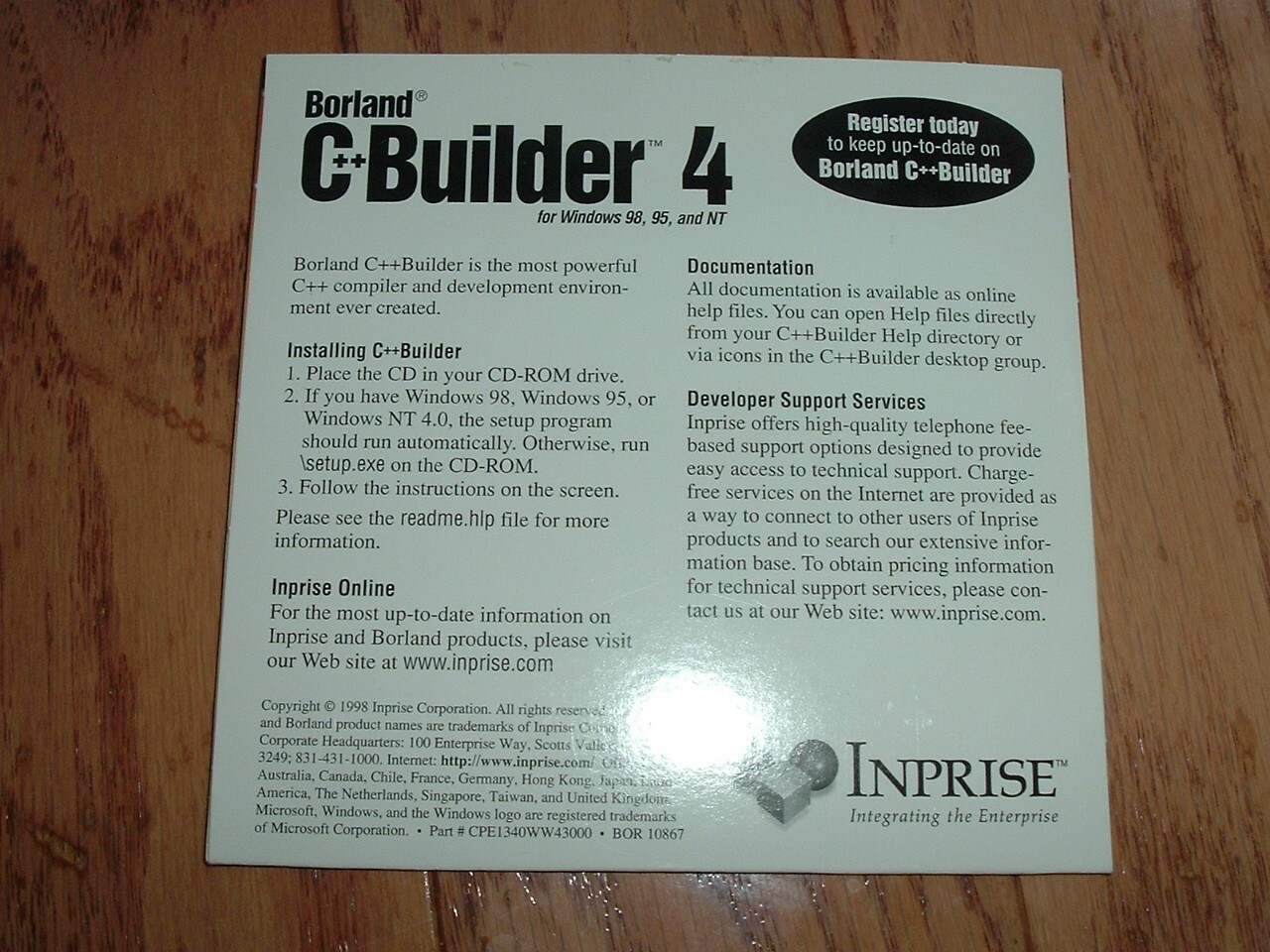 Borland C++ Builder 4 Professional ! original disk with Authorization KEY !