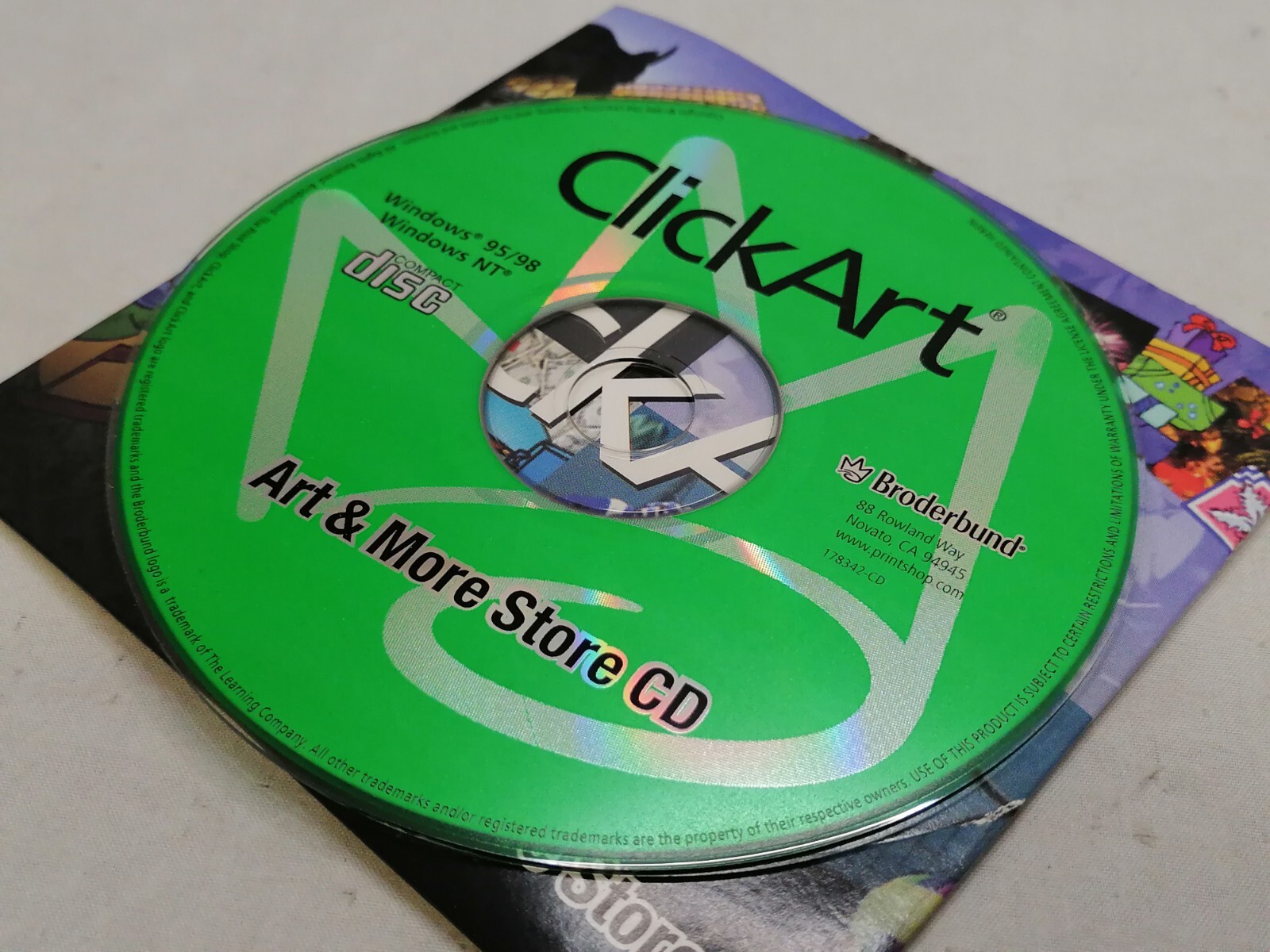 Vintage 1999 Broderbund ClickArt Art & More Store CD P/N: 178342-HDR