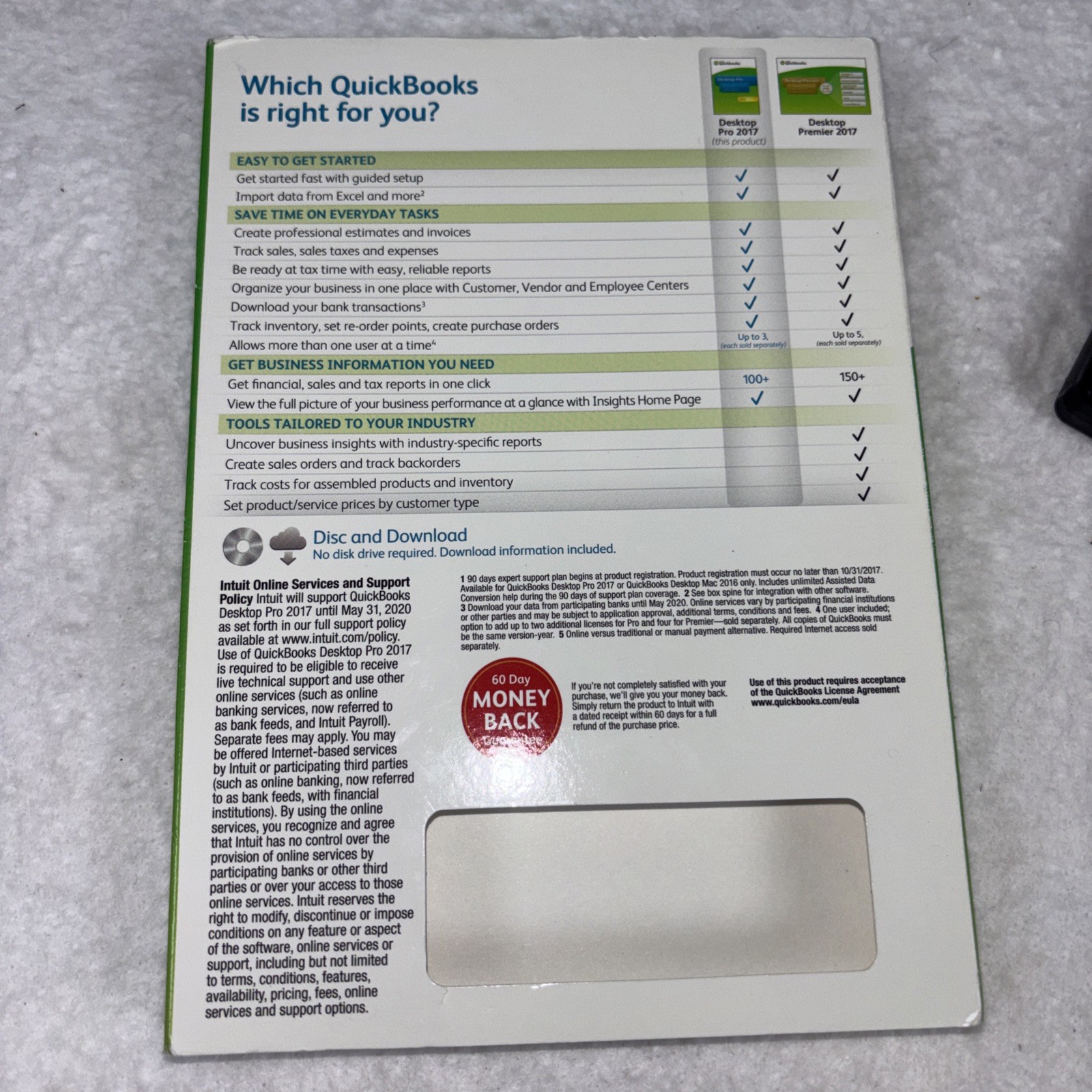 Intuit Quickbooks Desktop Pro 2017 Windows Accounting Retail -NO SUBSCRIPT10N