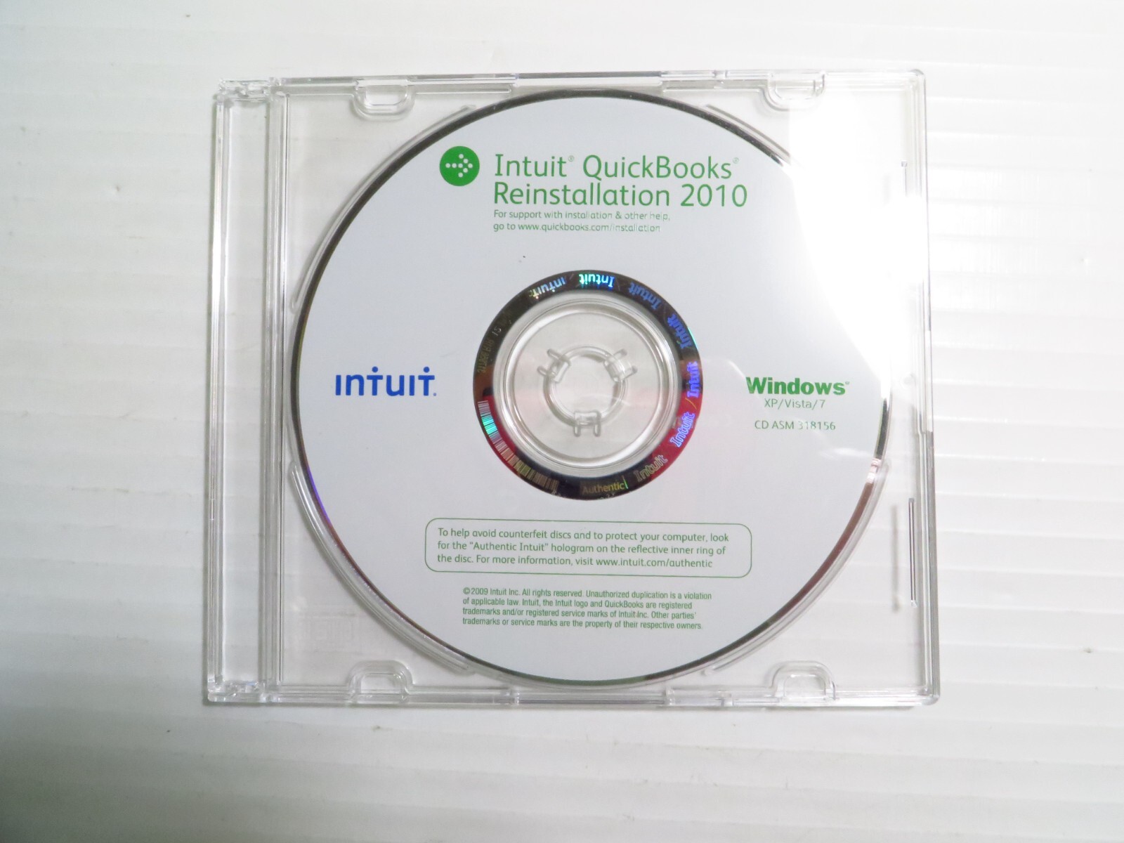 Intuit QuickBooks Pro 2010 Reinstallation Disc Only for Windows
