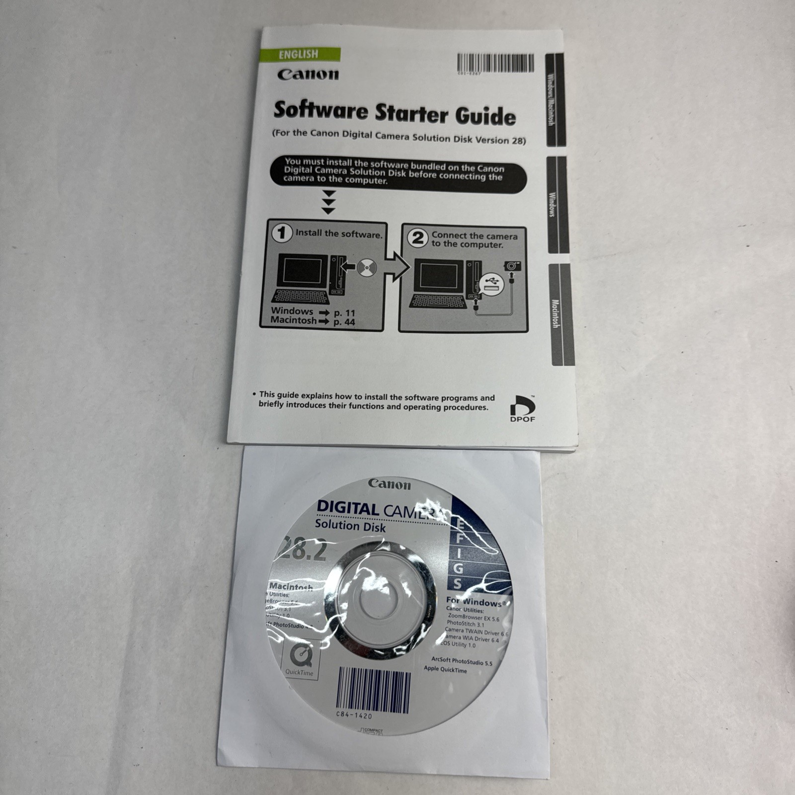 Canon Digital Camera Solution Disk 28.2 & Guide For Macintosh and Windows