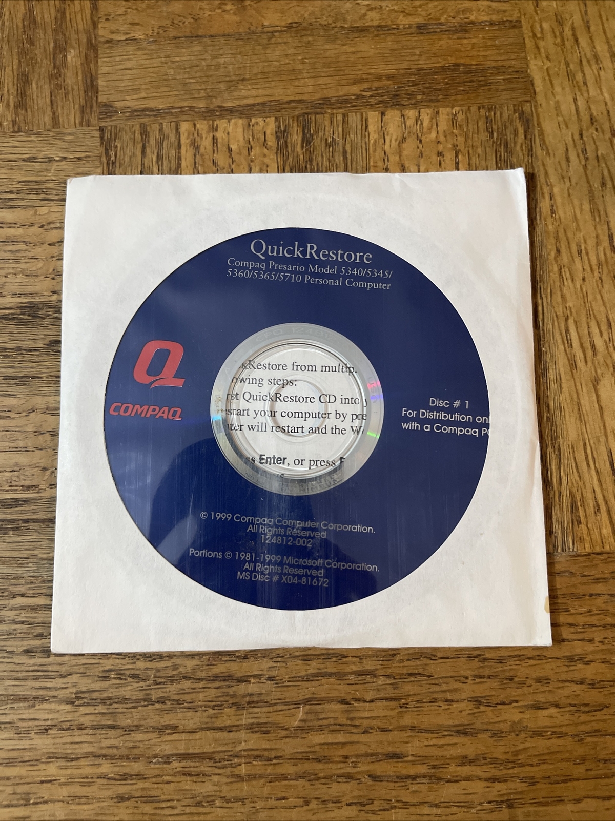 Quick Restore PC Software 2 Discs