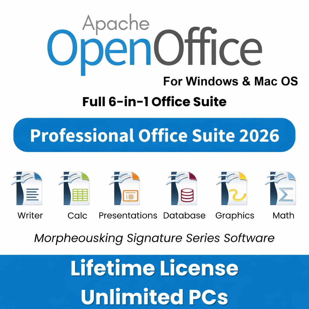 Open Office Home and Student for Windows Mac OS – Full 6 in 1 Office Suite, USB
