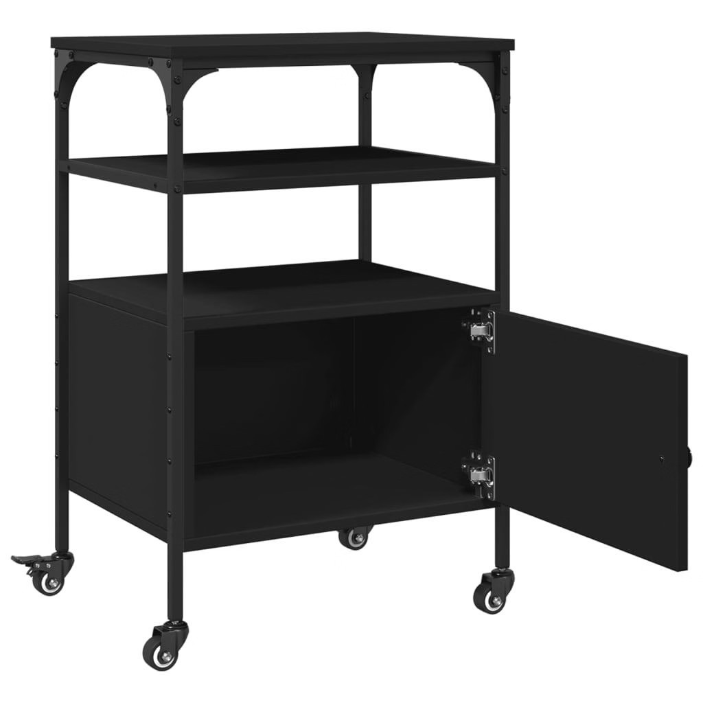 Printer Stand 3-Tier Black 19.7″x15.7″x29.9″ Engineered Wood