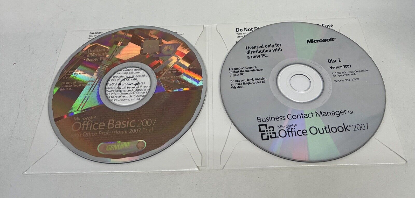 Microsoft Office 2007 Basic & Outlook Business Contact Manager 2 Disk With KEY