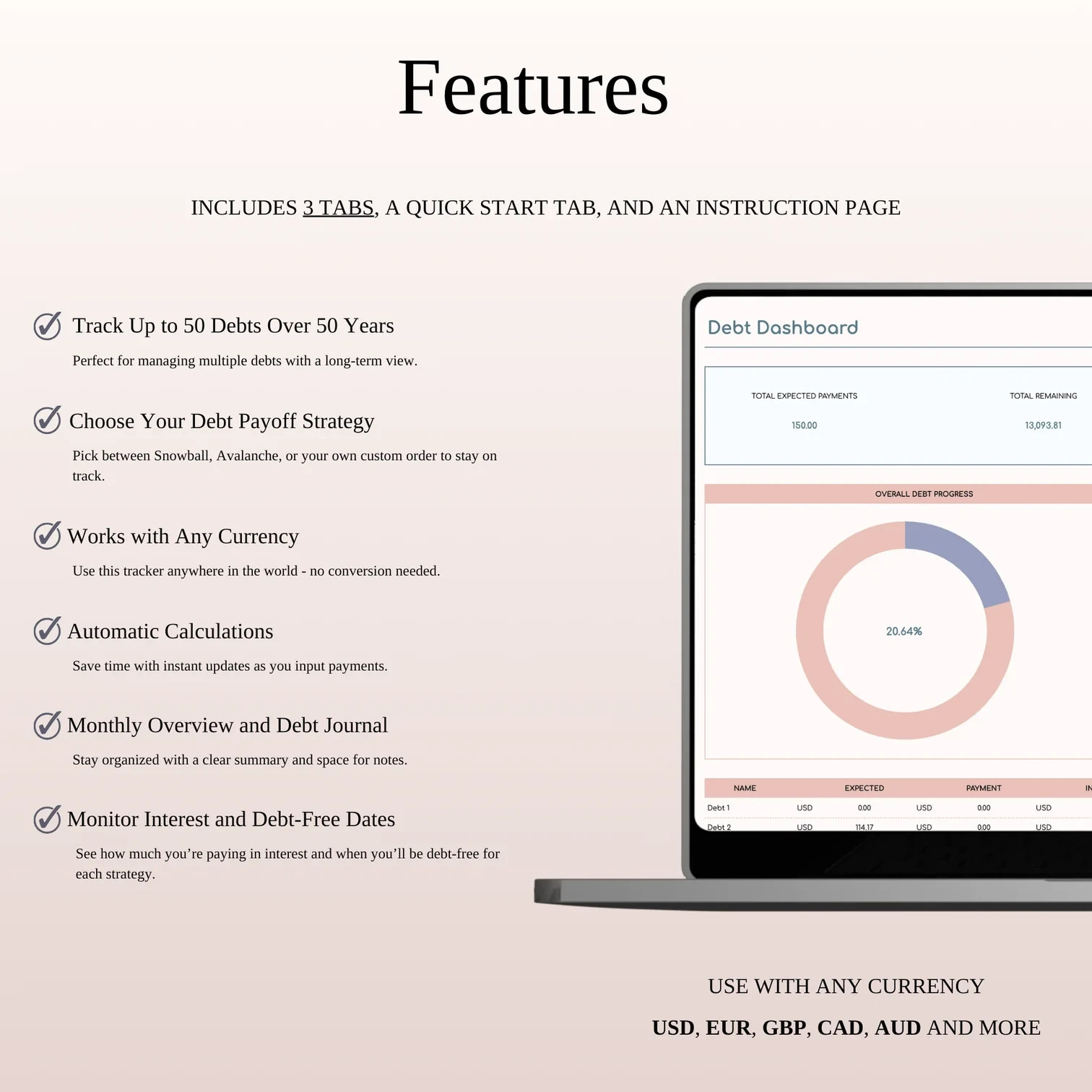 Debt Payoff Tracker Dashboard Template in Excel & Google Sheets
