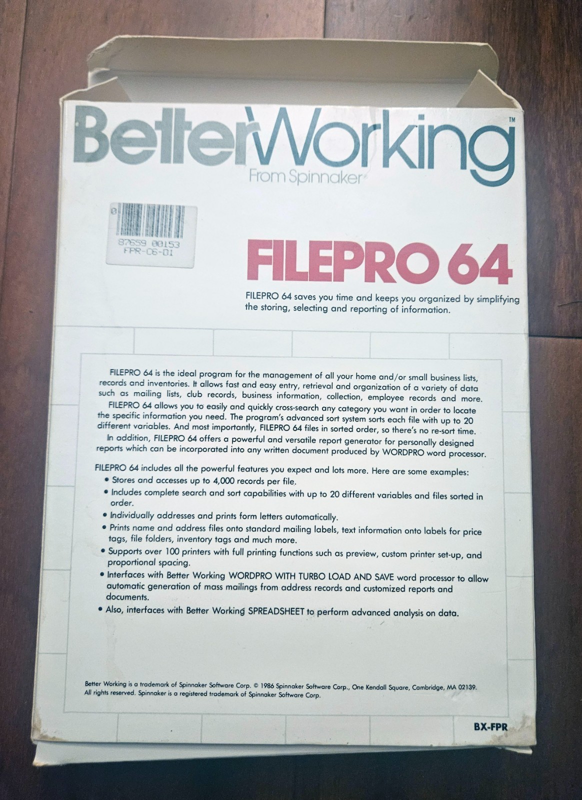 Better Working Spreadsheet Software by Spinnaker Commodore 64/128, Untested