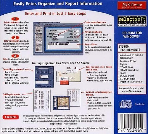 My Software My Database – Organize & Report PC Software Sealed New