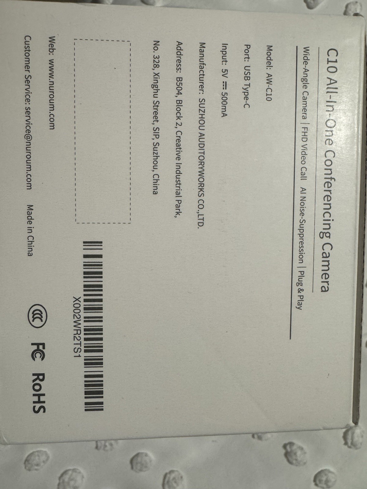 NEW!! Nuroum C10 1080P Conference Webcam with Microphone Speaker, AI Noise Free