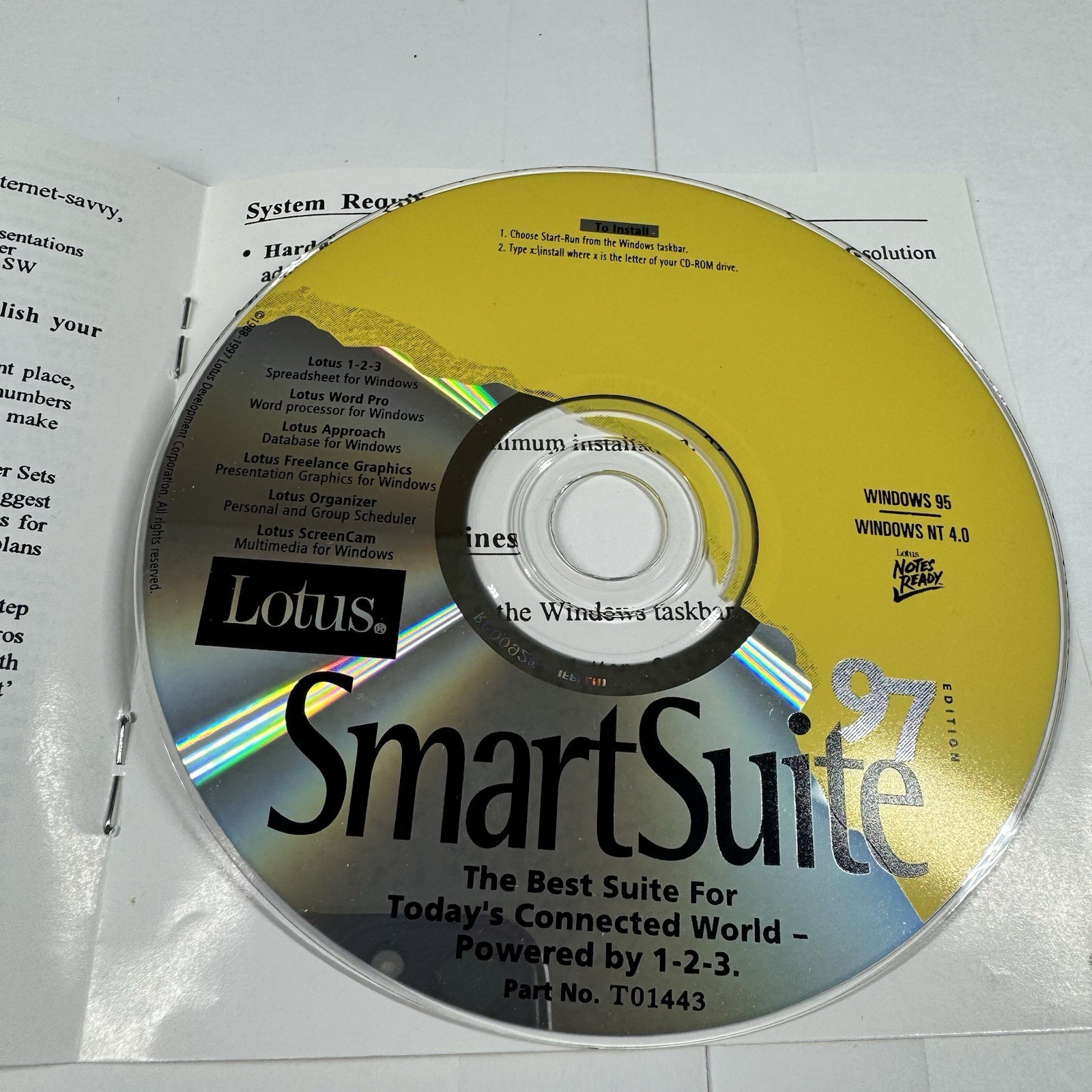 Lotus SmartSuite 97 (WordPro, 123, Organizer, Freelance, Approach) Windows CD
