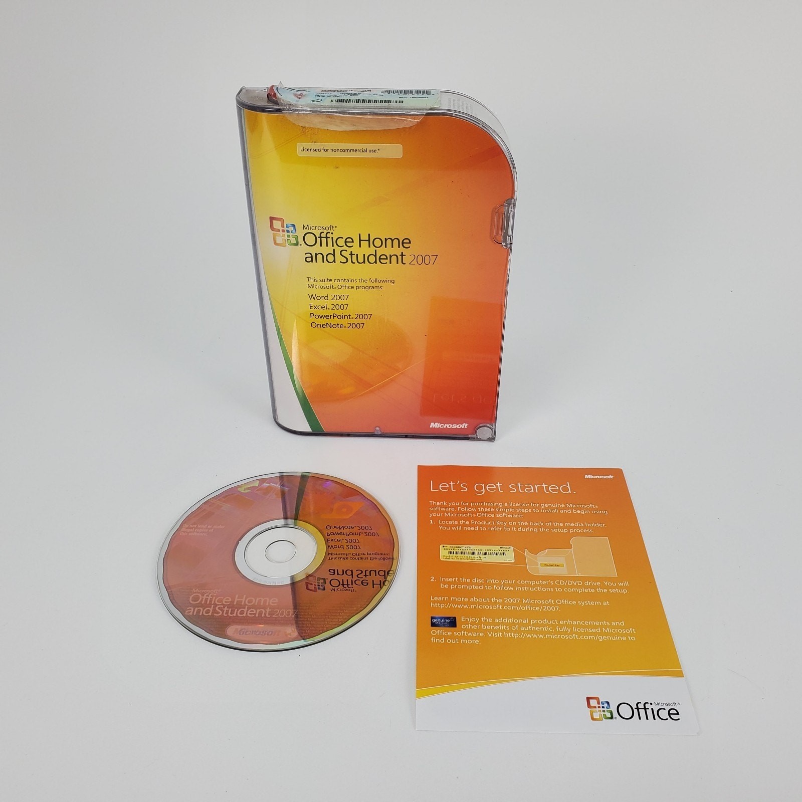 Microsoft Office Home and Student 2007 Word Excel PowerPoint OneNote PC Disc