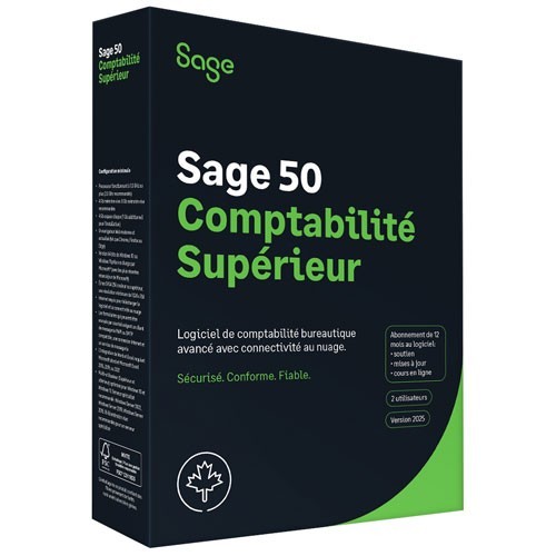 Sage 50 Premium Accounting 2025 (PC) – 2 User – 1 Year Subscription – Bilingual