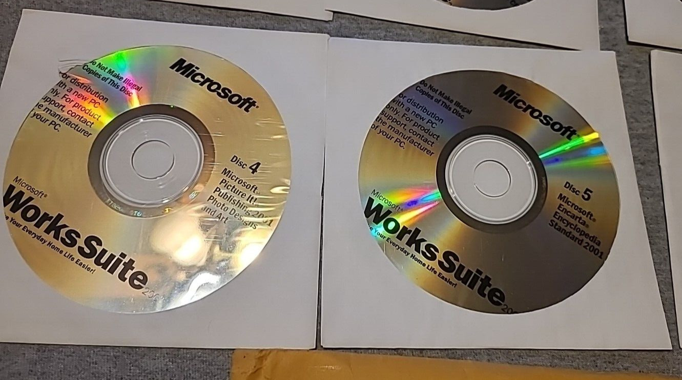 Microsoft Works Suite Software 2001 Disks 1 – 6 VINTAGE TECH (PC)