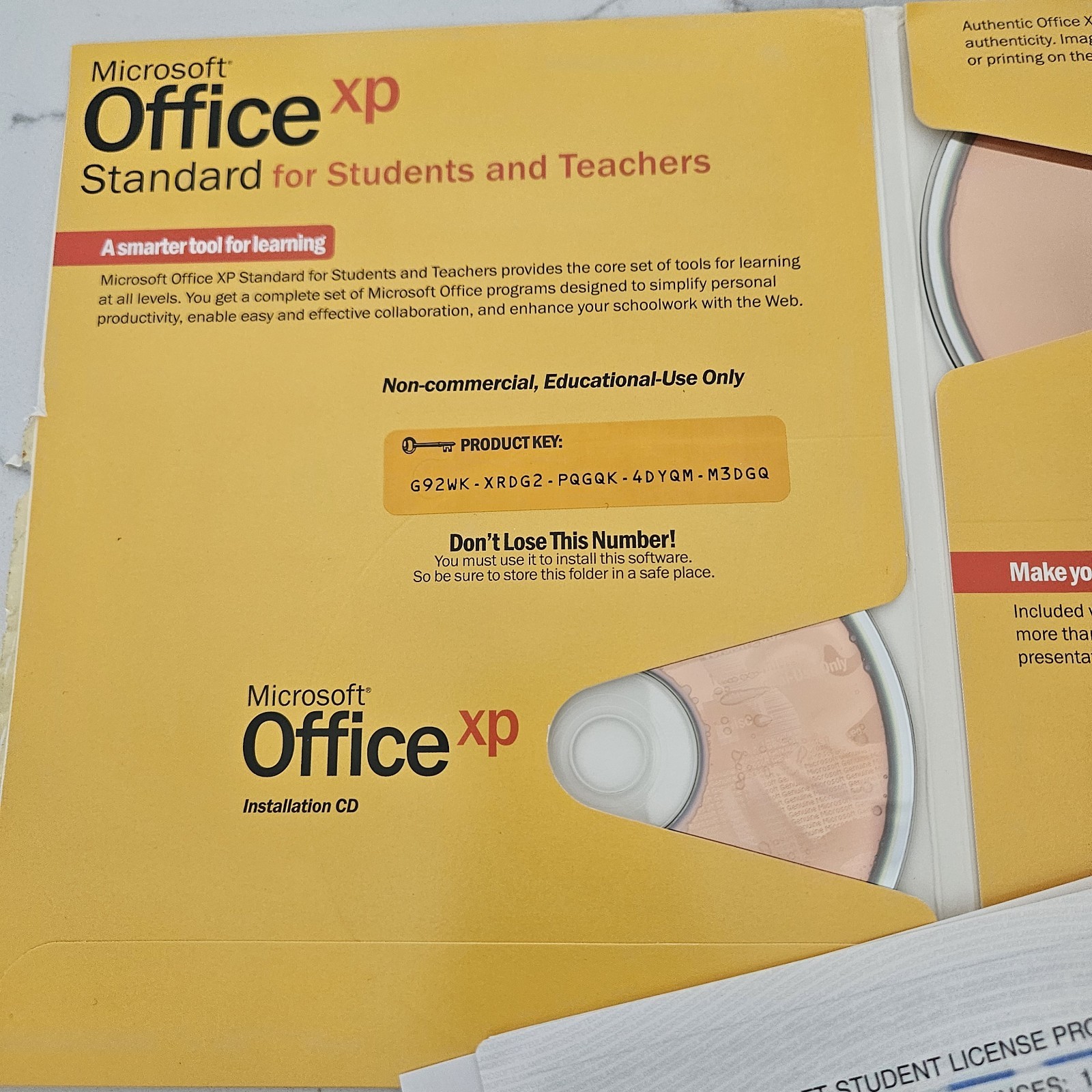 Microsoft Office XP Standard 2002 for Students and Teachers w/ CD & Key